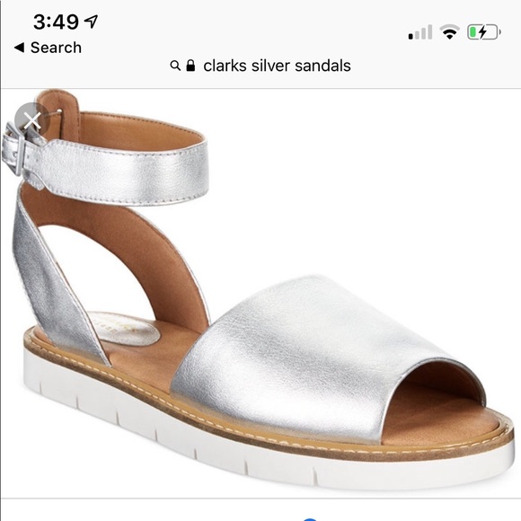 clarks silver wedges